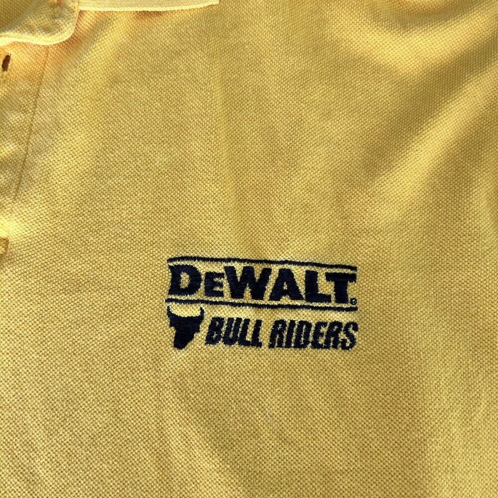 Vintage Rare Dewalt Bull Riders Polo Shirt Mens Medium Yellow